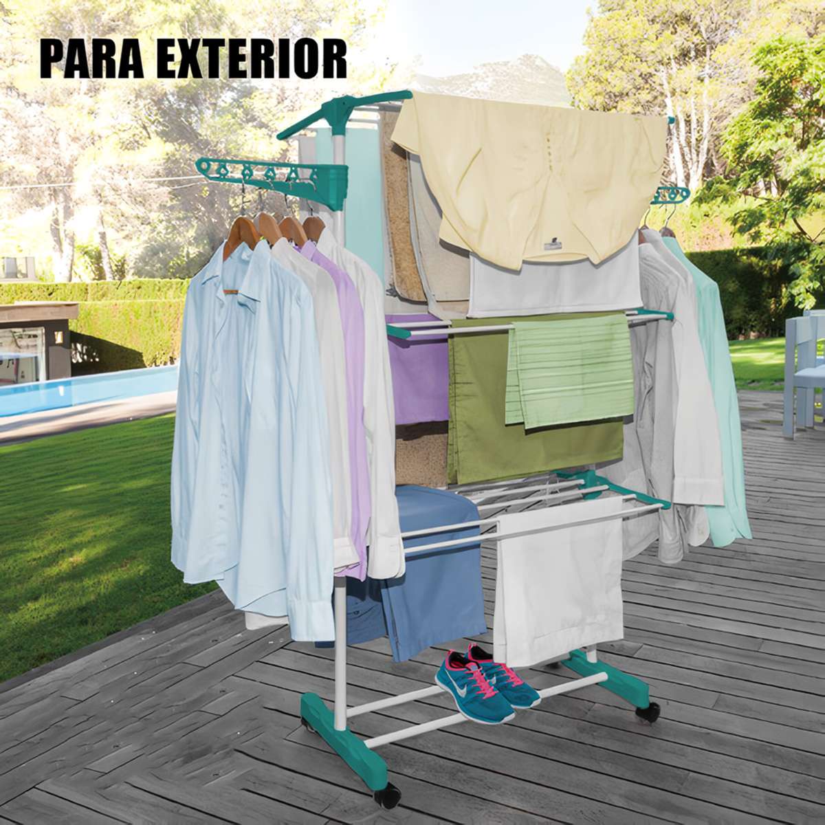 Tendedero Vertical Almalux® de 3 Alturas Abatible Lujo