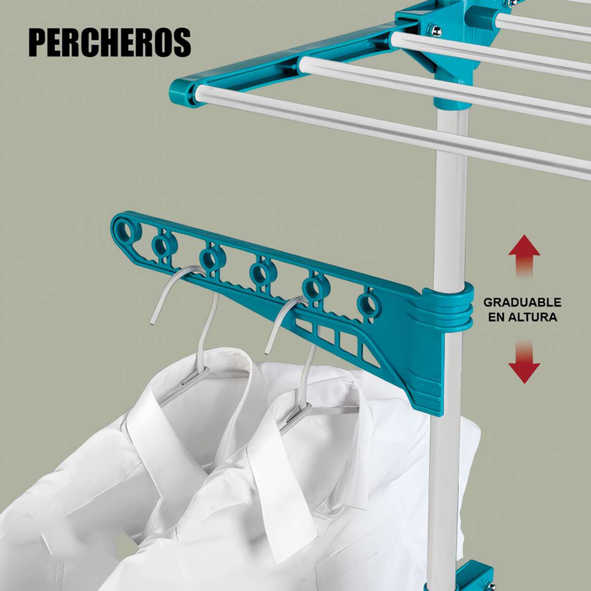 Tendedero Vertical Almalux® de 3 Alturas Abatible Lujo