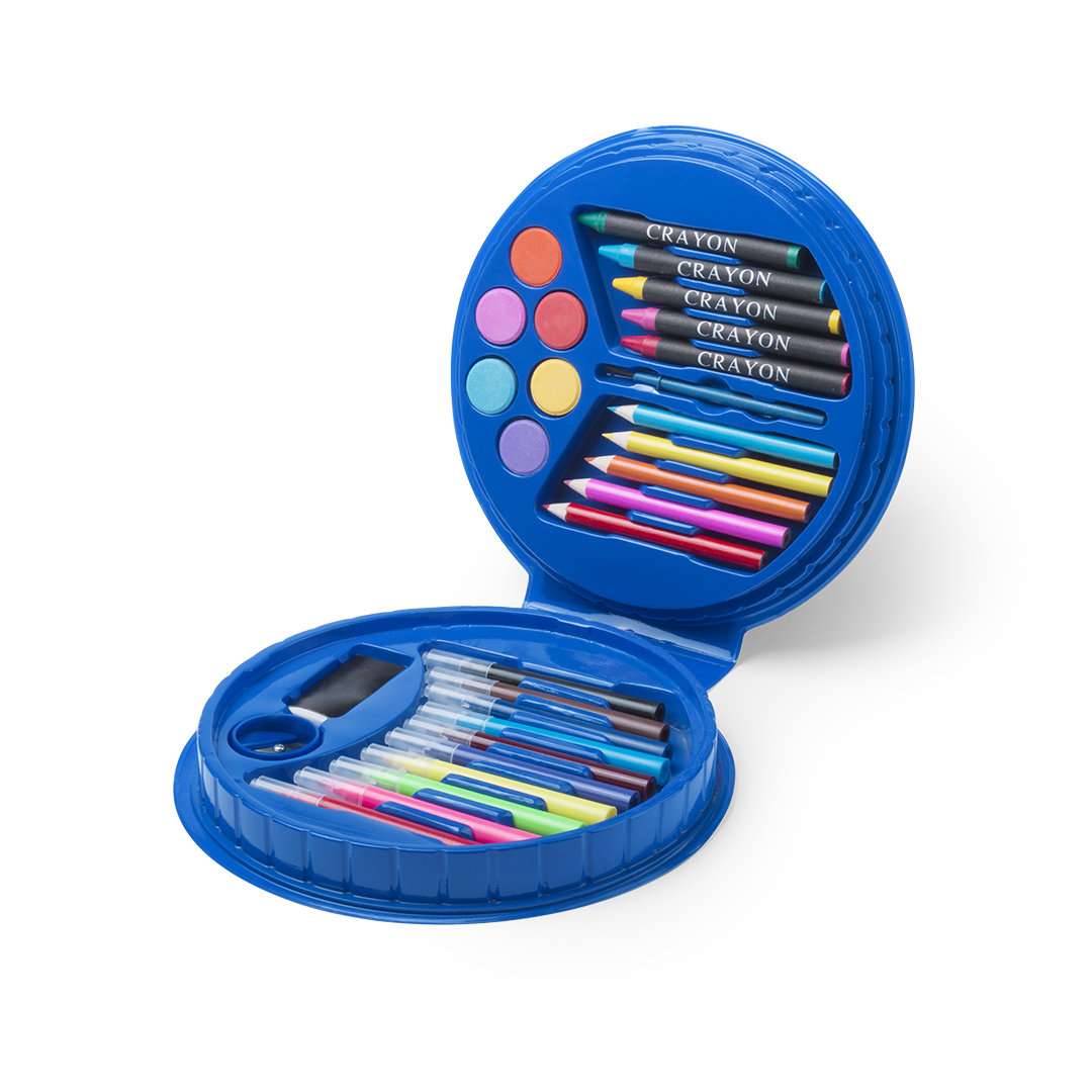 Set Escolar 14 Piezas en Estuche Circular de Colores Brillantes