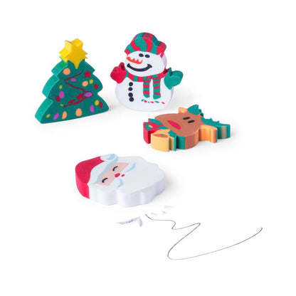 Set de gomas de borrar navideñas con cadenita y bolsa cierre zipper