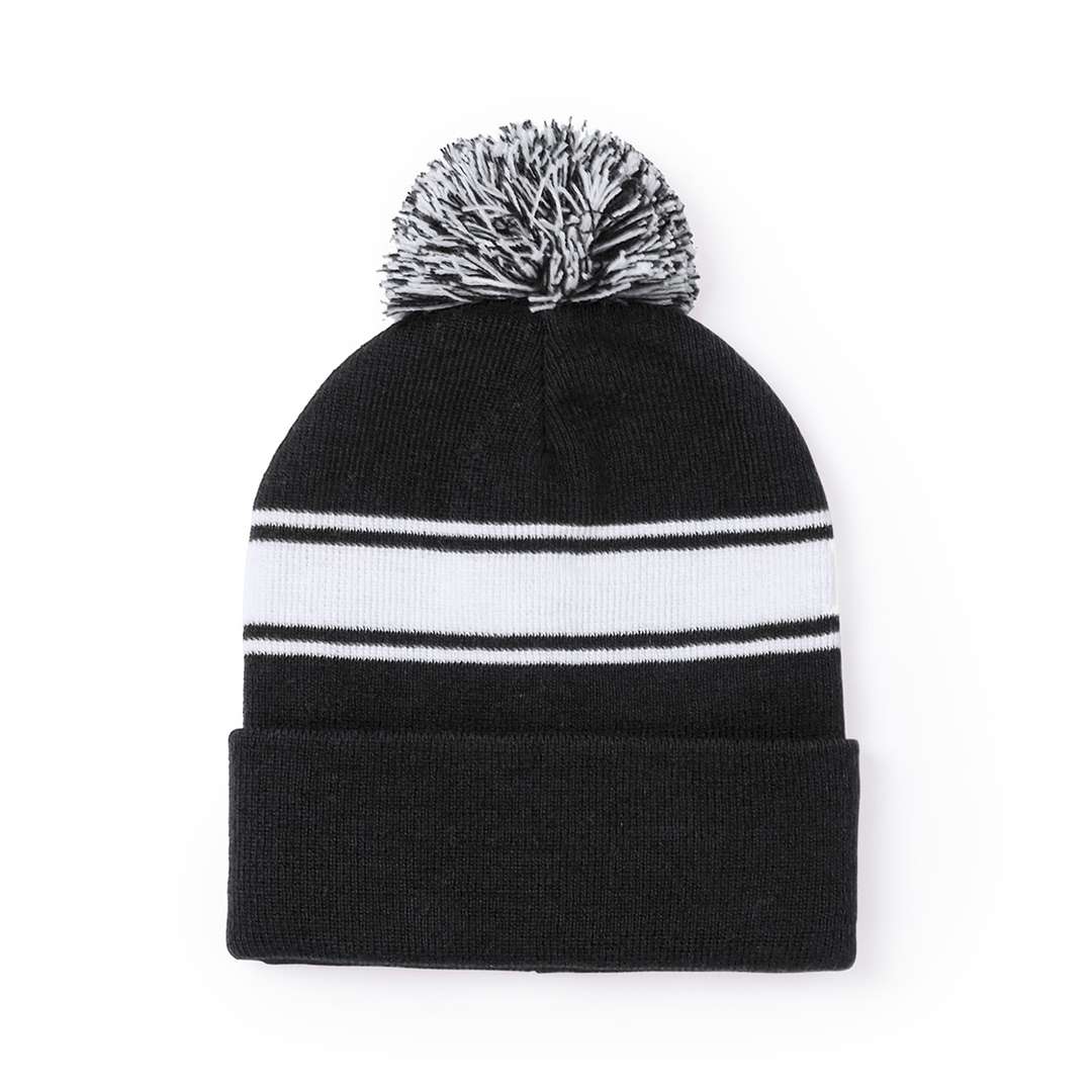 Gorro acrílico suave y cálido con diseño original y pom pom bicolor