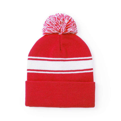 Gorro acrílico suave y cálido con diseño original y pom pom bicolor