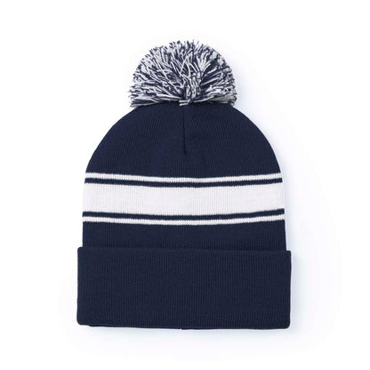 Gorro acrílico suave y cálido con diseño original y pom pom bicolor