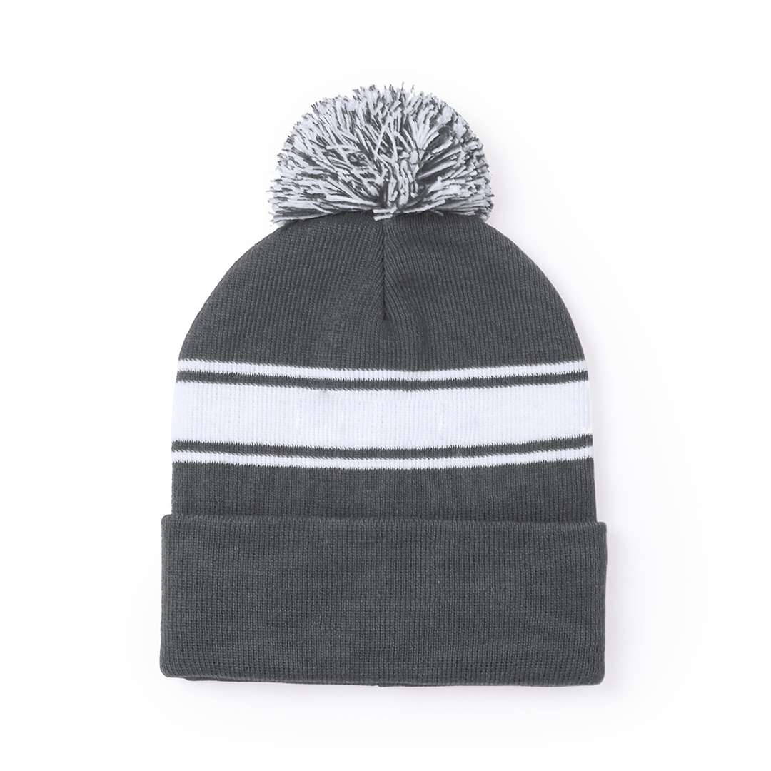 Gorro acrílico suave y cálido con diseño original y pom pom bicolor