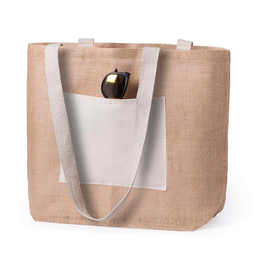 Bolsa de Yute con Asas de Algodón y Bolsillo Frontal Resistente