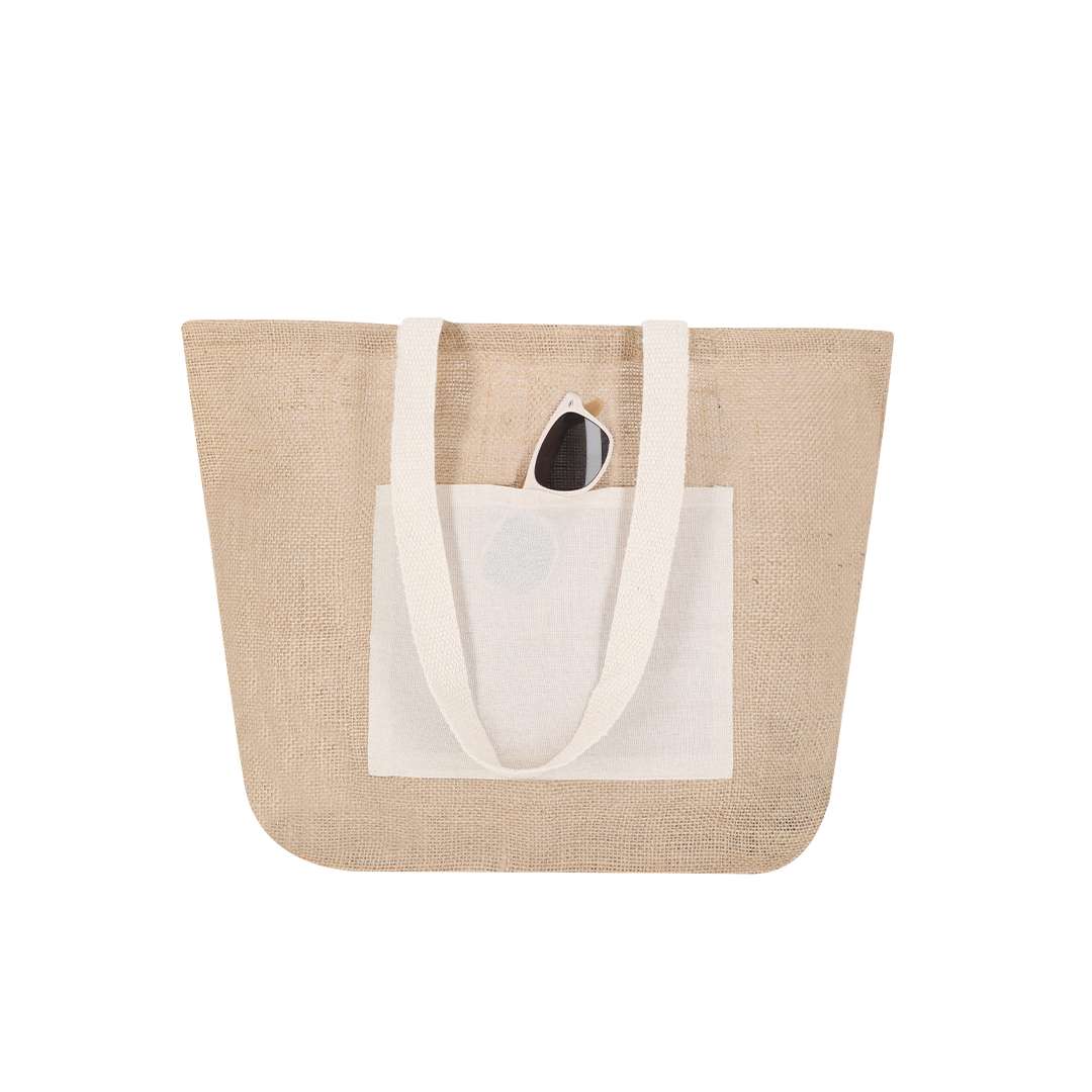 Bolsa de Yute con Asas de Algodón y Bolsillo Frontal Resistente
