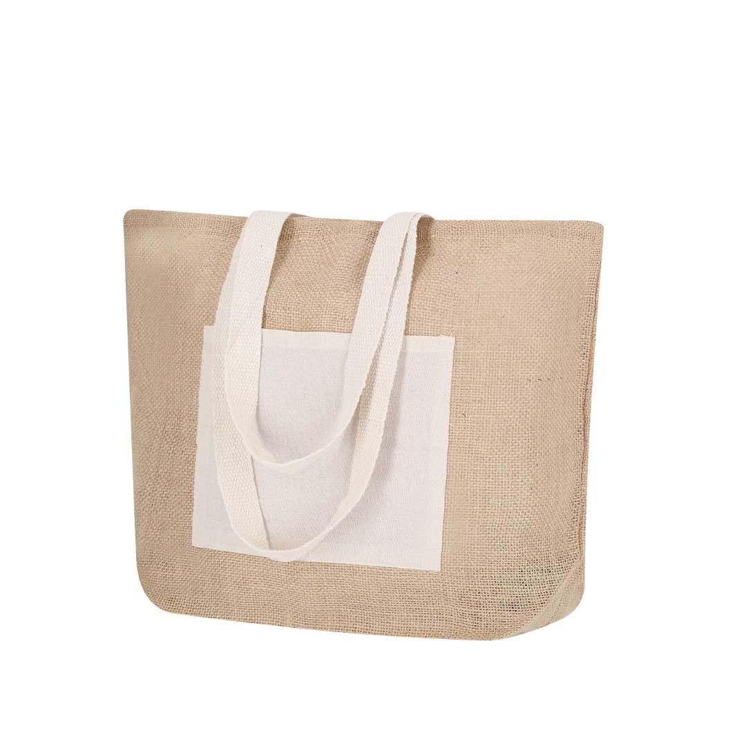 Bolsa de Yute con Asas de Algodón y Bolsillo Frontal Resistente