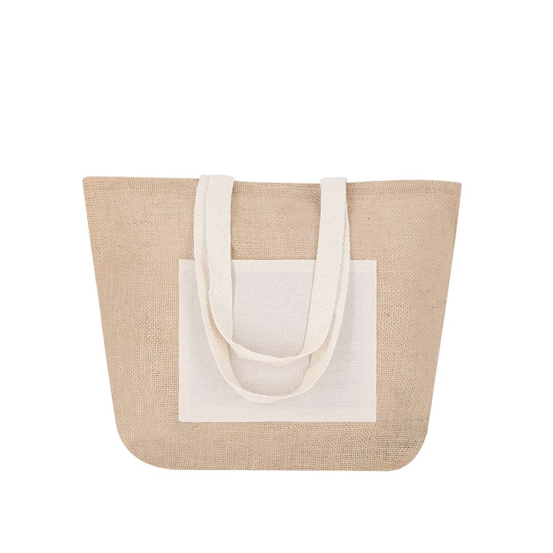 Bolsa de Yute con Asas de Algodón y Bolsillo Frontal Resistente