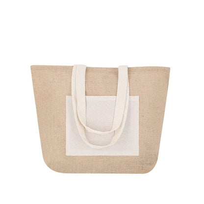 Bolsa de Yute con Asas de Algodón y Bolsillo Frontal Resistente