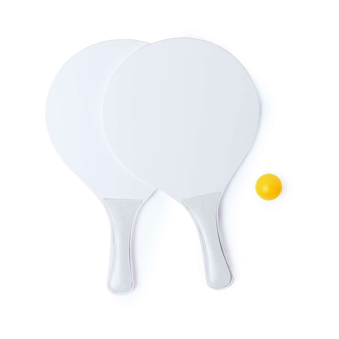 Palas de Playa Kongal en Madera Natural Blanca con Bolsa y Pelota