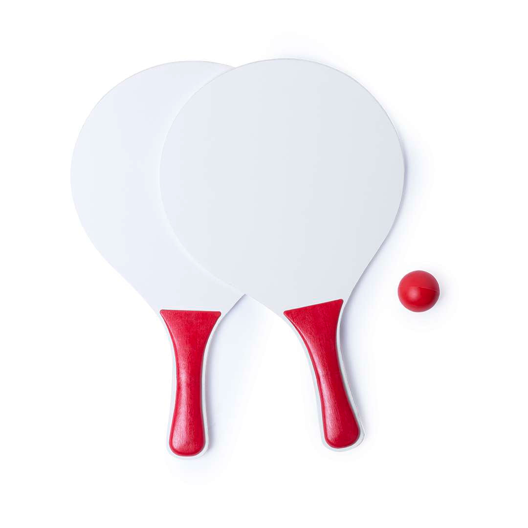 Palas de Playa Kongal en Madera Natural Blanca con Bolsa y Pelota