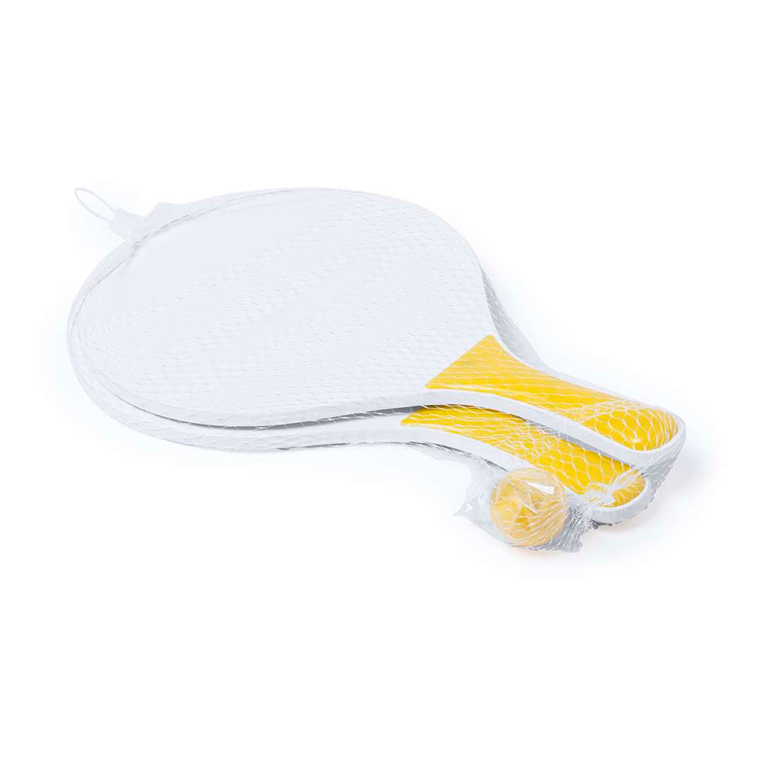 Palas de Playa Kongal en Madera Natural Blanca con Bolsa y Pelota