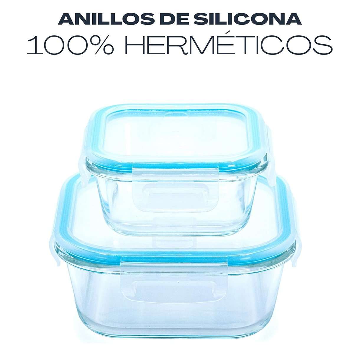Set de Recipientes Herméticos Almalux® – 5 Piezas de Cristal Borosilicato | Apto para Horno, Microondas y Congelador | Libre de BPA