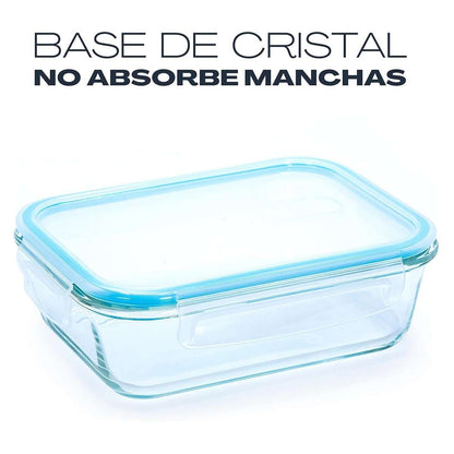 Set de Recipientes Herméticos Almalux® – 5 Piezas de Cristal Borosilicato | Apto para Horno, Microondas y Congelador | Libre de BPA