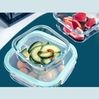 Set de Recipientes Herméticos Almalux® – 5 Piezas de Cristal Borosilicato | Apto para Horno, Microondas y Congelador | Libre de BPA