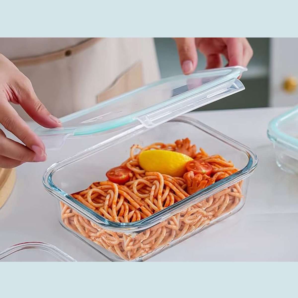 Set de Recipientes Herméticos Almalux® – 5 Piezas de Cristal Borosilicato | Apto para Horno, Microondas y Congelador | Libre de BPA