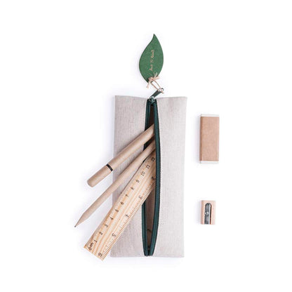 Estuche Nature compacto de yute y algodón con cremallera