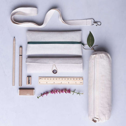 Estuche Nature compacto de yute y algodón con cremallera