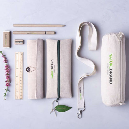 Estuche Nature compacto de yute y algodón con cremallera