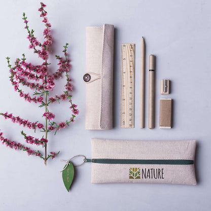 Estuche Nature compacto de yute y algodón con cremallera