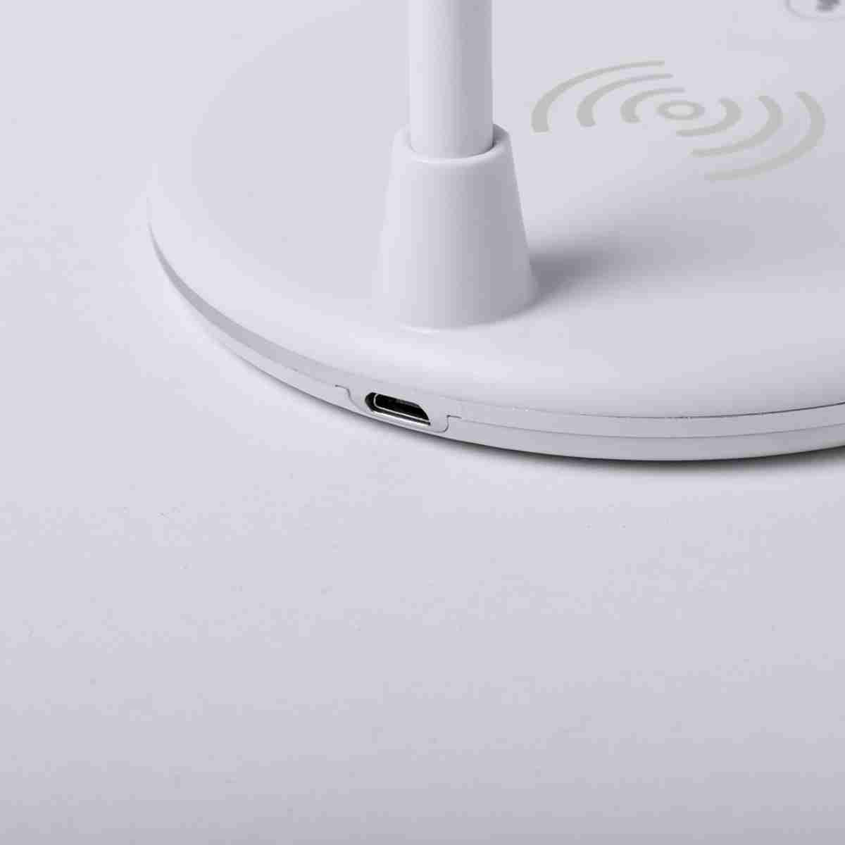 Lámpara de mesa Almalux Multifunción - Cargador QI y Altavoz - Permite Ajuste de Intensidad de Luz