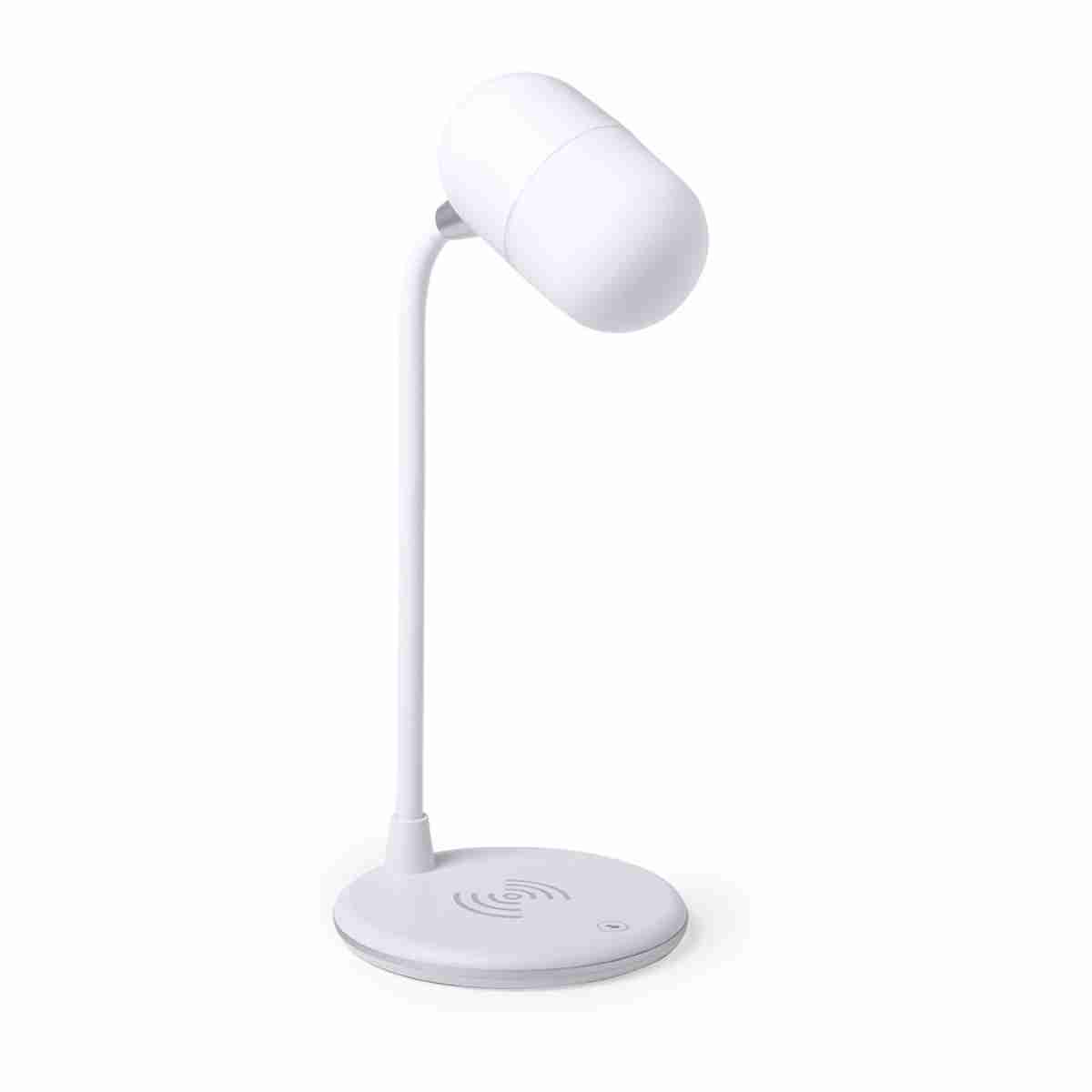 Lámpara de mesa Almalux Multifunción - Cargador QI y Altavoz - Permite Ajuste de Intensidad de Luz