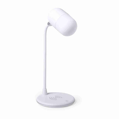Lámpara de mesa Almalux Multifunción - Cargador QI y Altavoz - Permite Ajuste de Intensidad de Luz