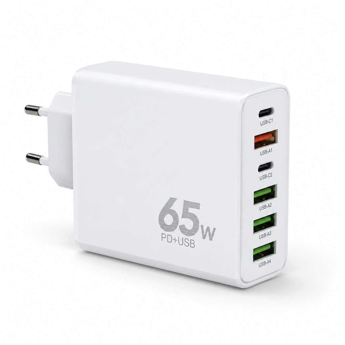 Cargador Almalux® 65W Multipuerto con 2 USB-C y 4 USB-A, Enchufe o, Carga rápida