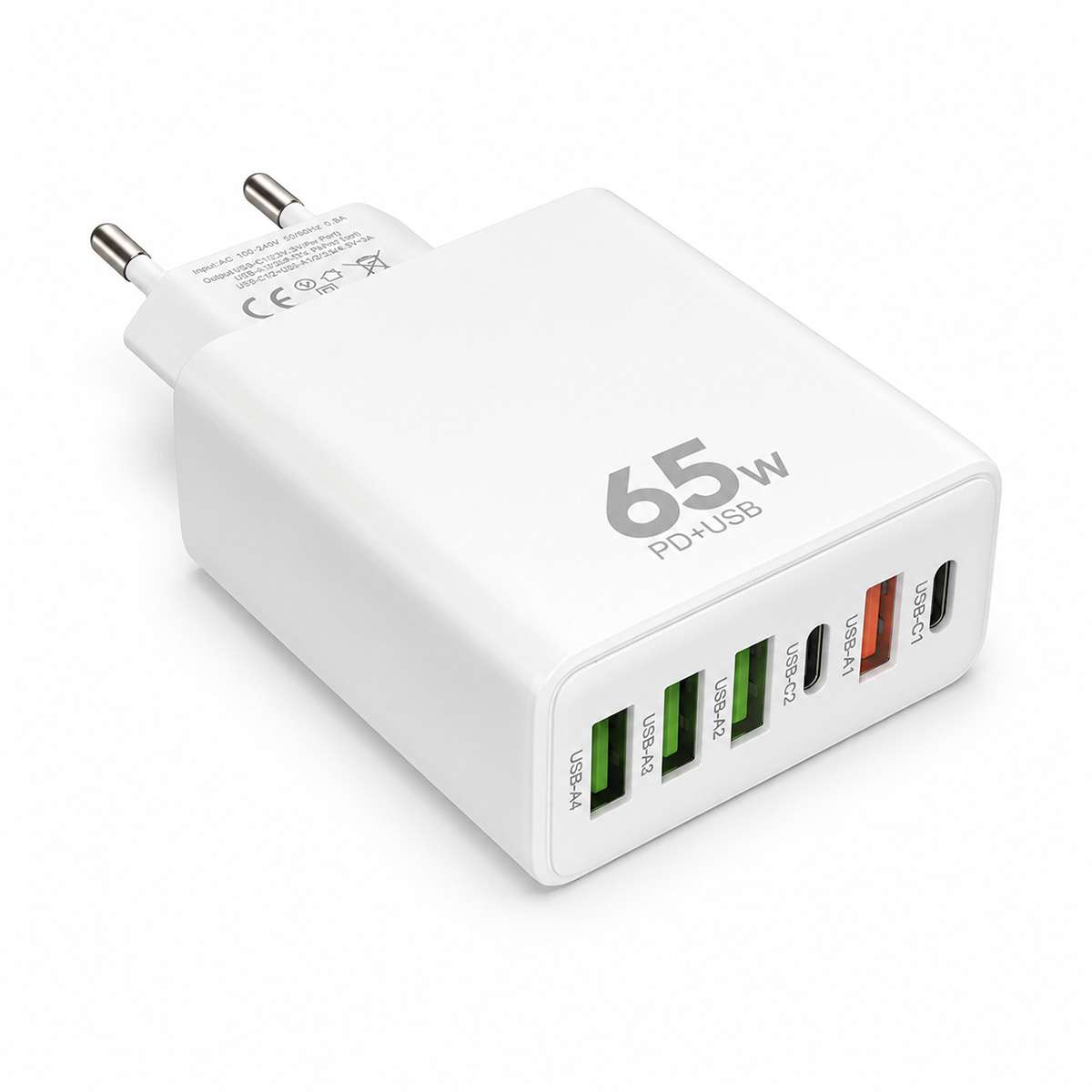 Cargador Almalux® 65W Multipuerto con 2 USB-C y 4 USB-A, Enchufe o, Carga rápida