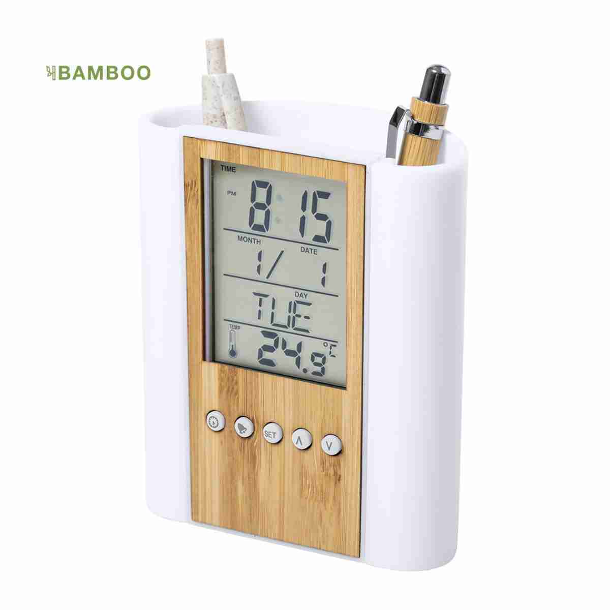Reloj multifunción Almalux® con porta lápices integrado