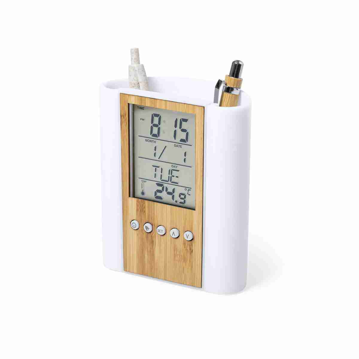 Reloj multifunción Almalux® con porta lápices integrado