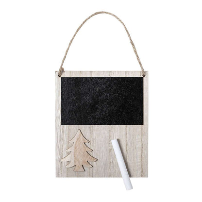 Adorno Navidad madera con pizarra y diseño árbol troquelado