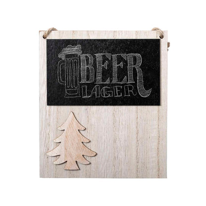 Adorno Navidad madera con pizarra y diseño árbol troquelado