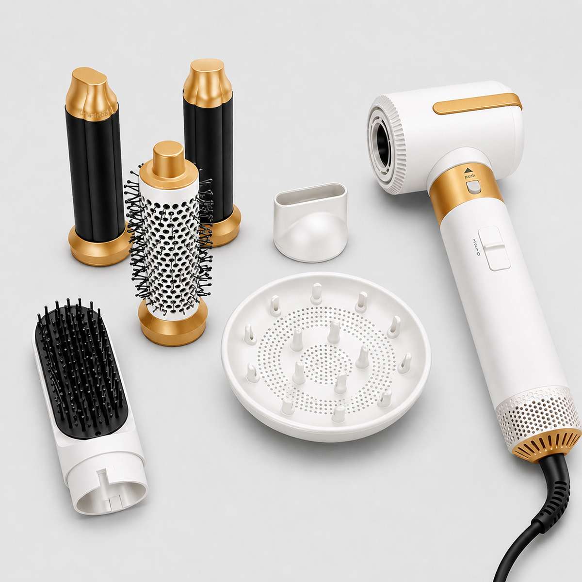 Secador moldeador Almalux® 7 en 1 con accesorios para rizar, alisar y dar volumen con efecto Coanda