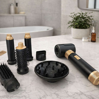 Secador moldeador Almalux® 7 en 1 con accesorios para rizar, alisar y dar volumen con efecto Coanda