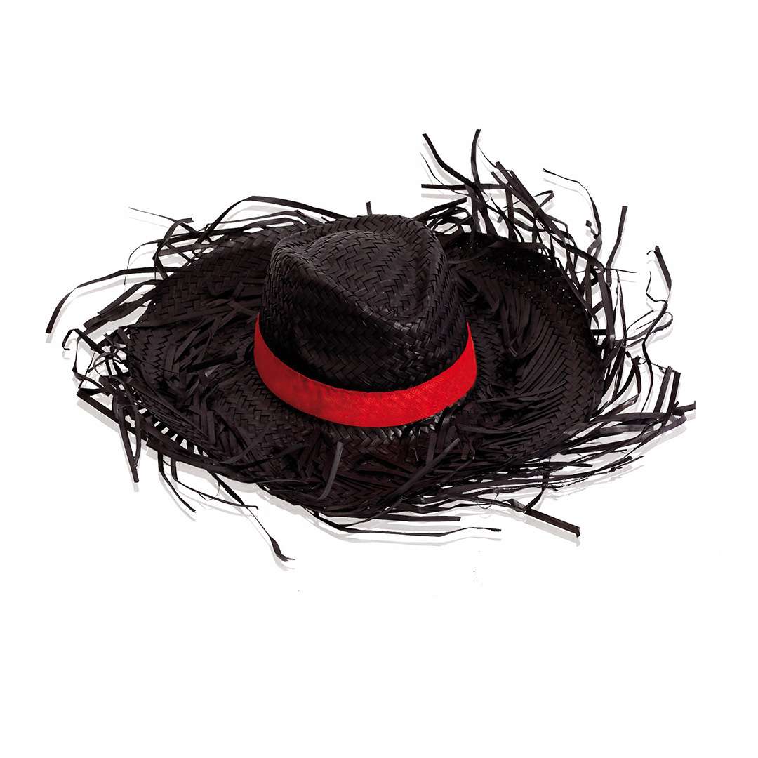 Sombrero de paja blanco con flecos filagarchados y cinta interior