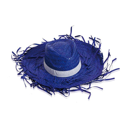 Sombrero de paja blanco con flecos filagarchados y cinta interior