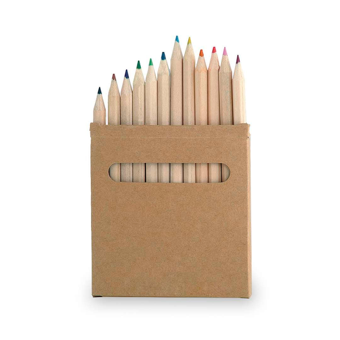 Set de 12 lápices de madera Boys con caja de cartón natural