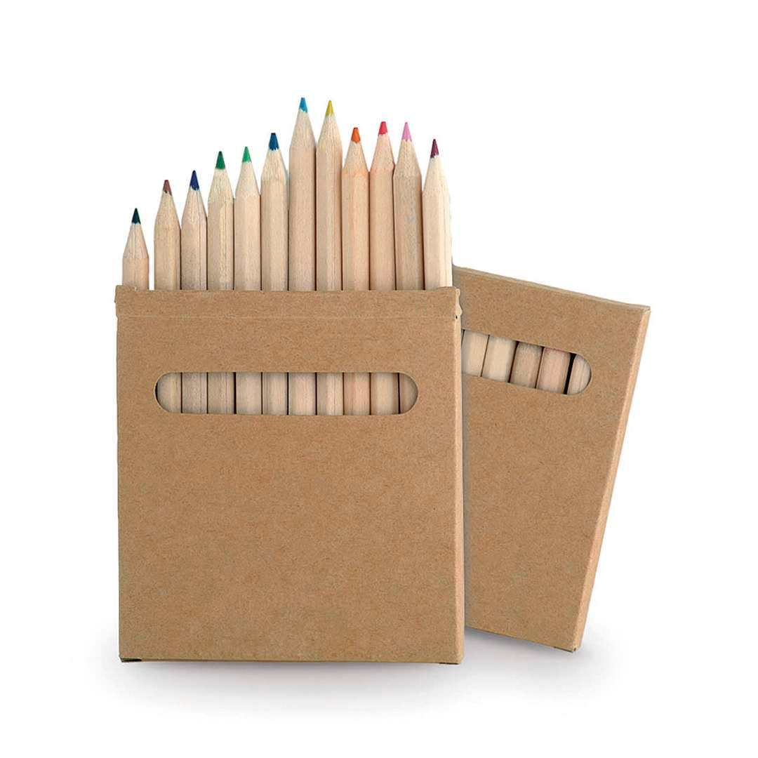 Set de 12 lápices de madera Boys con caja de cartón natural