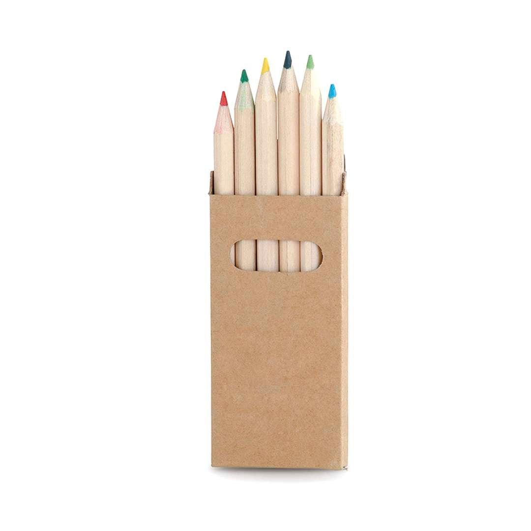 Set de 6 Lápices de Madera Natural con Caja de Cartón