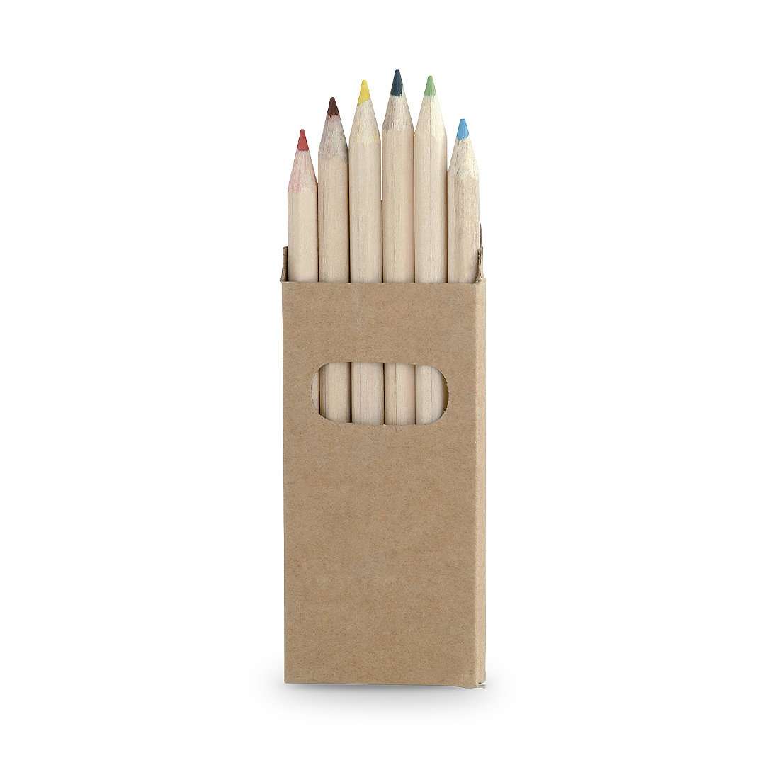 Set de 6 Lápices de Madera Natural con Caja de Cartón
