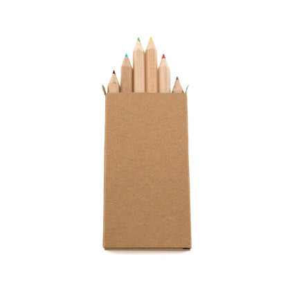 Set de 6 Lápices de Madera Natural con Caja de Cartón