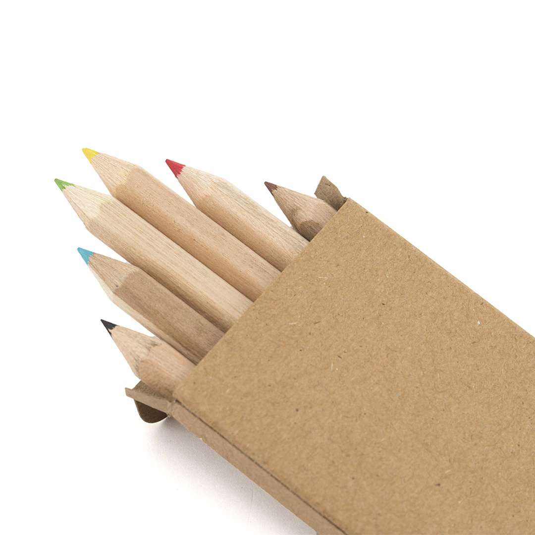 Set de 6 Lápices de Madera Natural con Caja de Cartón
