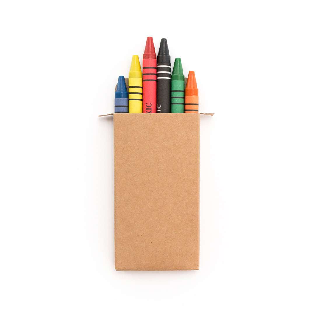 Set de 6 ceras de colores en caja de cartón natural