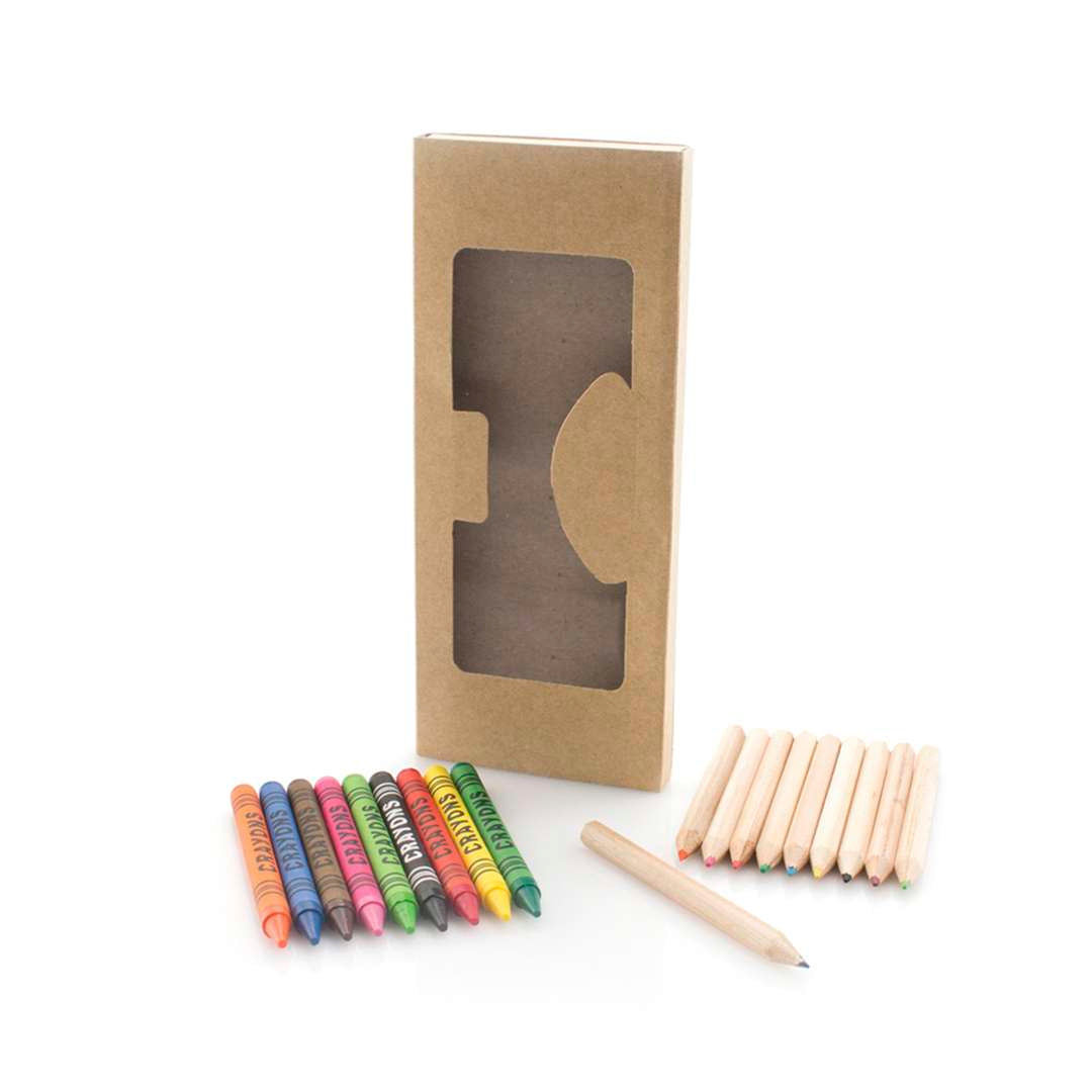 Set de 19 piezas Aladín con ceras y lápices en estuche natural