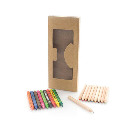 Set de 19 piezas Aladín con ceras y lápices en estuche natural
