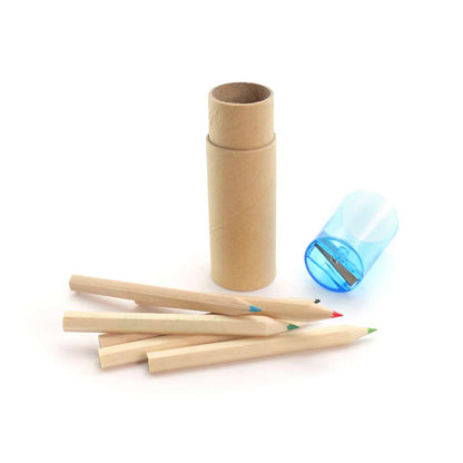 Set de 6 lápices de madera con sacapuntas en estuche natural