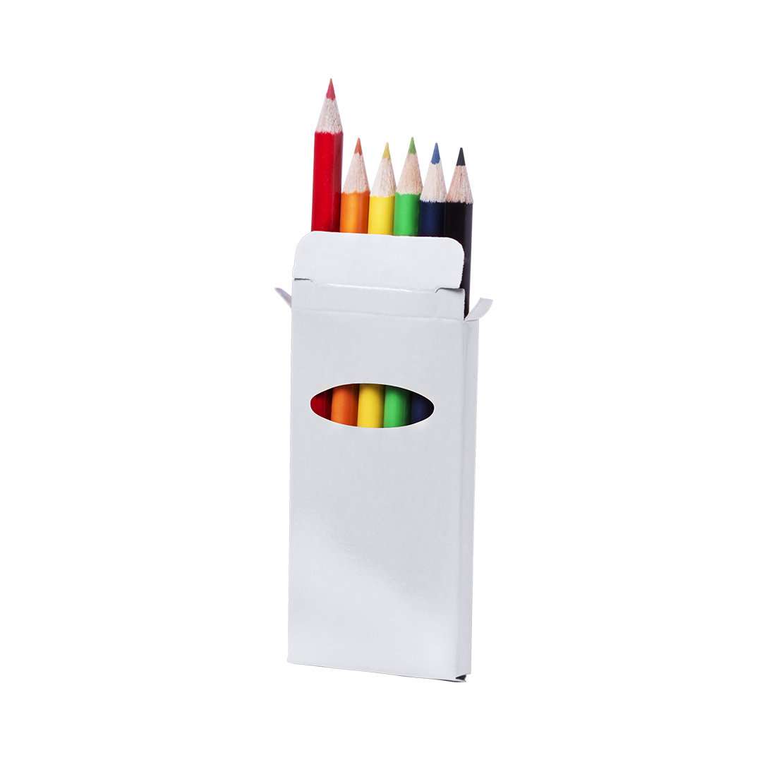 Set de 6 lápices de madera de colores brillantes con caja ventana