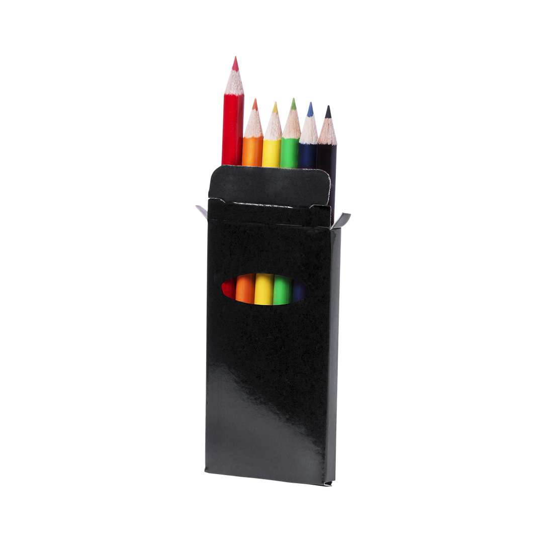 Set de 6 lápices de madera de colores brillantes con caja ventana