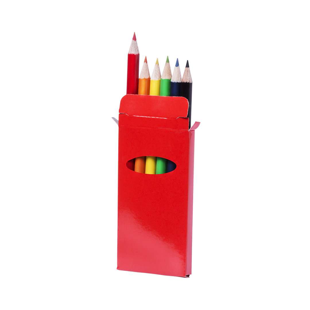 Set de 6 lápices de madera de colores brillantes con caja ventana